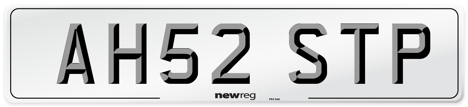 AH52 STP Number Plate from New Reg